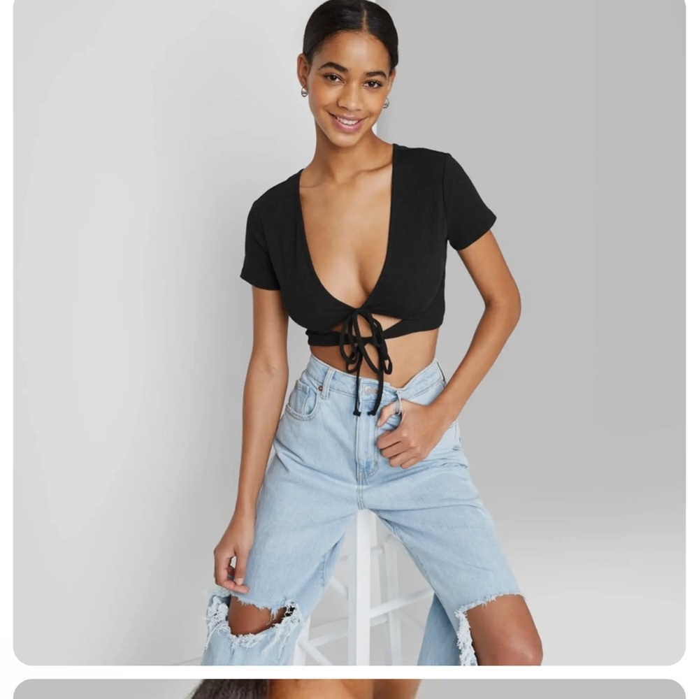 wild fable double tie front crop top